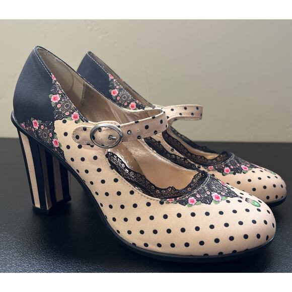 Hot Chocolate Designs Chocolaticas Doris Polka Dot Mary Jane Heels Size 41/US 11 - Picture 1 of 13